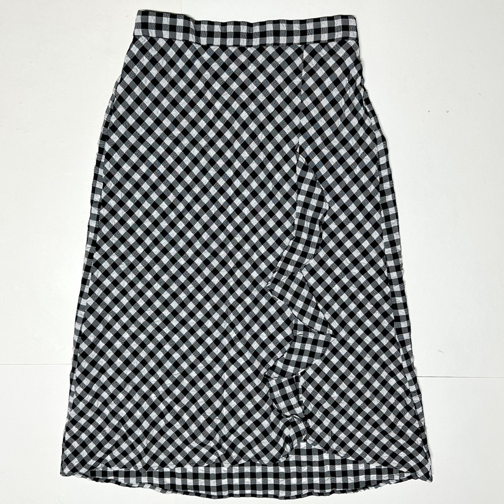 Maison D’Amelie Gingham Plaid Ruffle Skirt Seersucker Lightweight Women’s size 2 - Picture 3 of 11